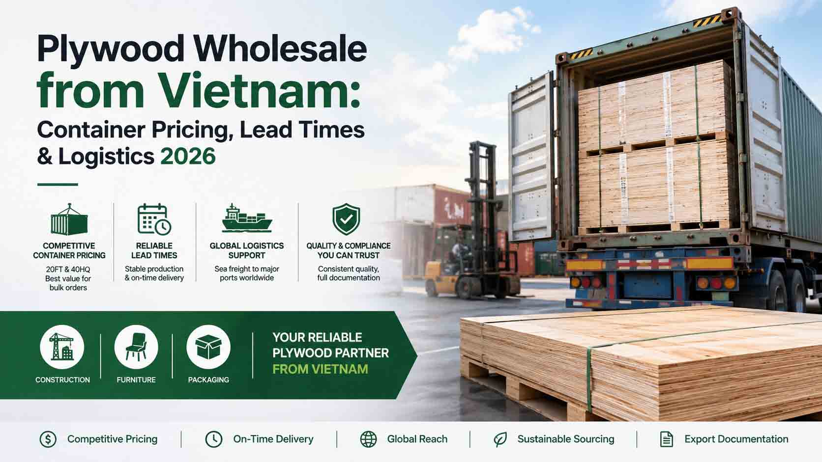 Plywood Wholesale from Vietnam: Container Pricing, Lead Times & Logistics 2026
