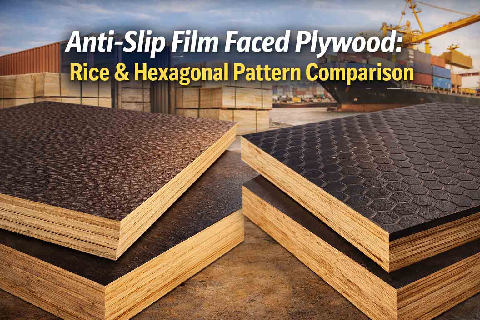Anti-Slip Film Faced Plywood: Rice & Hexagonal Pattern Comparison