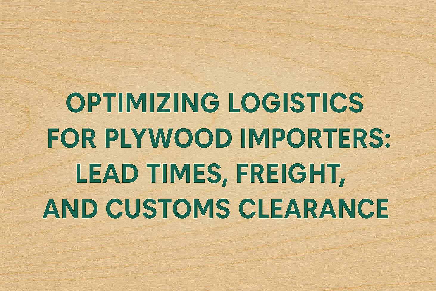 Optimizing Logistics for Plywood Importers: Lead Times, Freight, and Customs Clearance