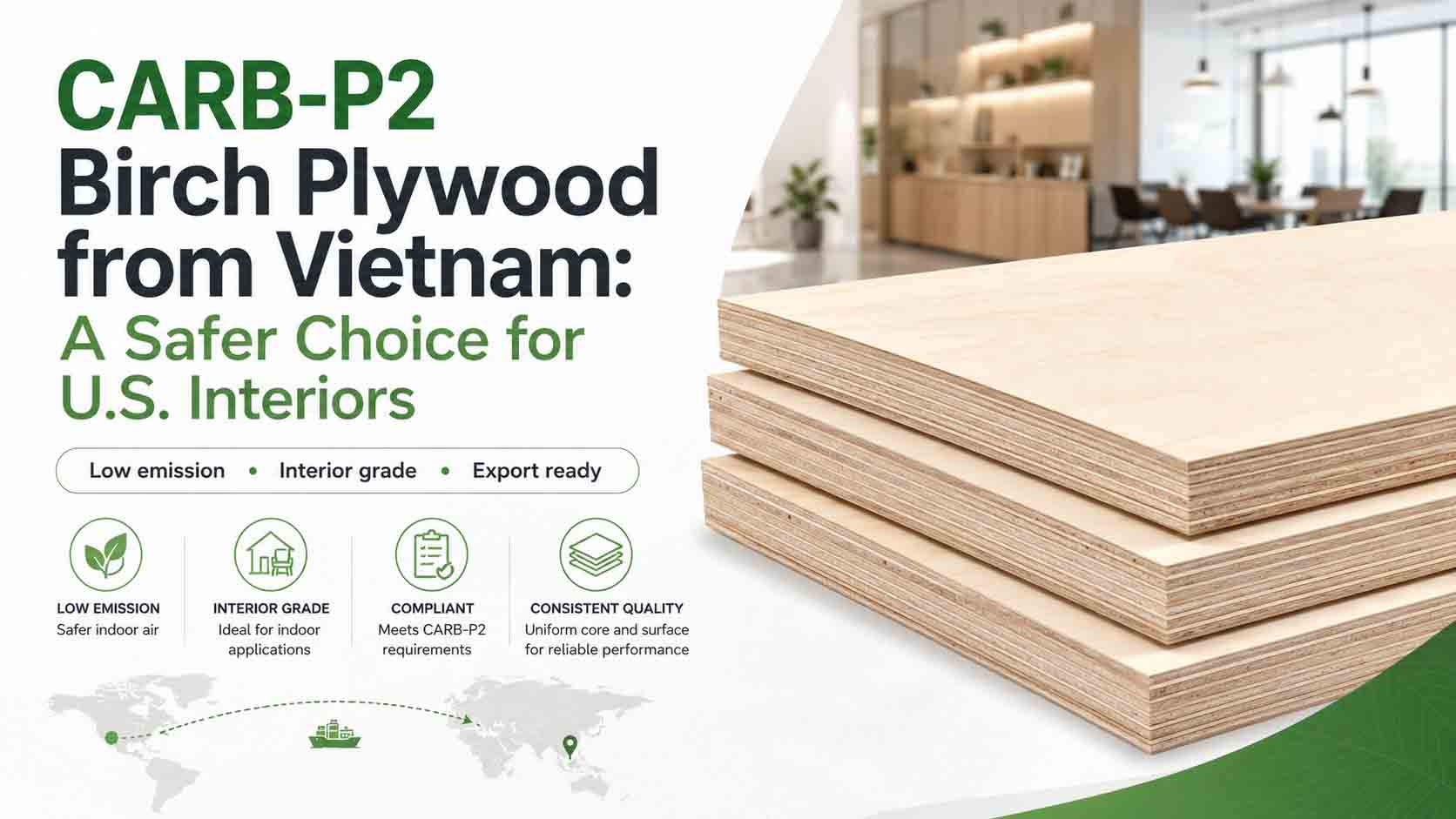 CARB-P2 Birch Plywood from Vietnam: A Safer Choice for U.S. Interiors